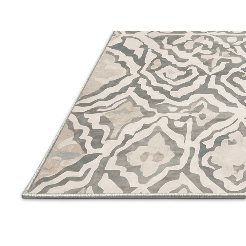 Tapis beige soyeux et moelleux, Rond 8 pi