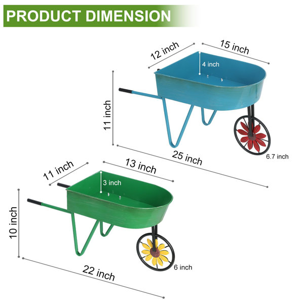 Ophelia & Co. Metal Wheelbarrow Flower Cart Planter, Plant Stands With ...
