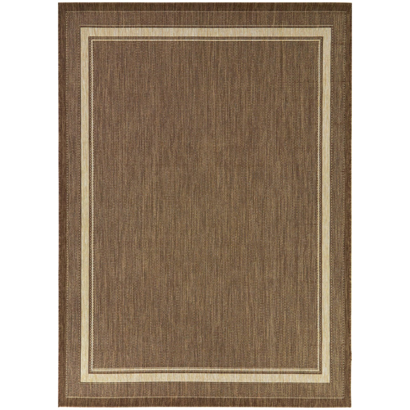 Wyrick Brown Border Patio Indoor/Outdoor Area Rug, Rectangle 5 pi 3 po x 6 pi 11 po