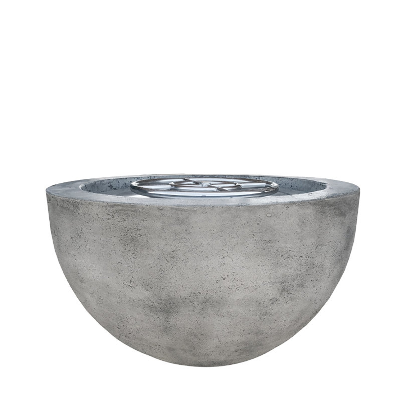 Round Concrete Smokeless Fire Pit, Liquid Propane, 18" H x 39" W x 39" D
