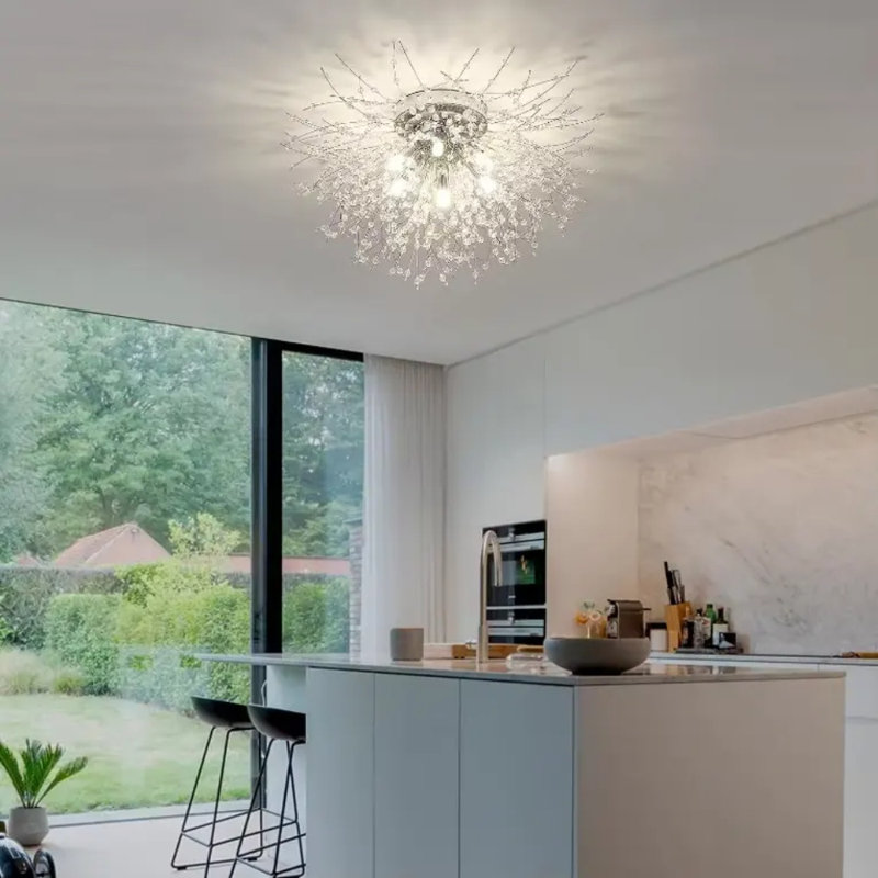 Modern Artificial Satellite Fireworks Close To Chandeliers