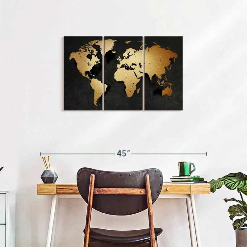 «Gold Map», reproduction sur toile, H 33 po x l 20 po x P 1,25 po