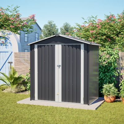 Metal Outdoor Storage Shed 6 X 4 FT Metal Shed With Lockable Door,Waterproof Garden Tool Shed Storage House For Backyard Patio Lawn,Gray