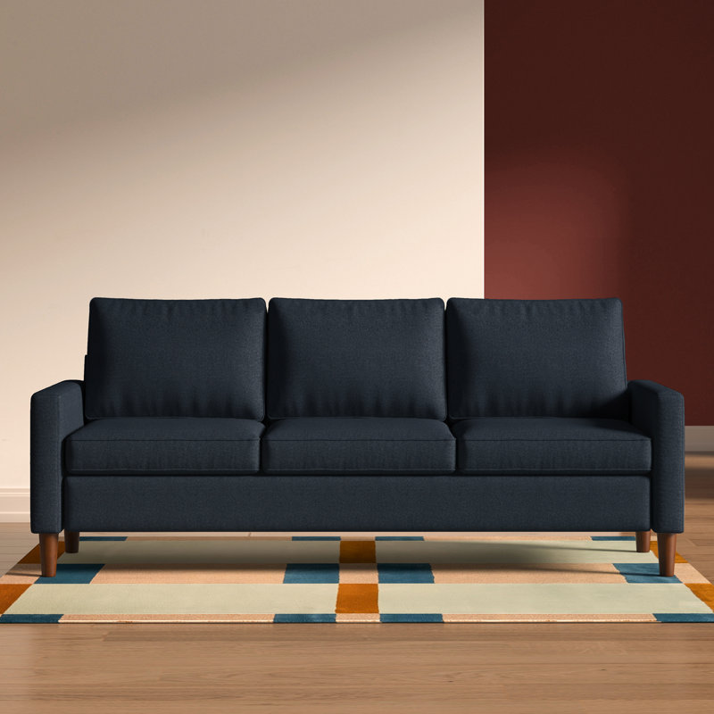 68.9" Space-Saving Storage 3-Seater Sofa, Solid Wood Legs &Removable backrest,Polyester Blended Modern Couch, Navy Blue, Blue