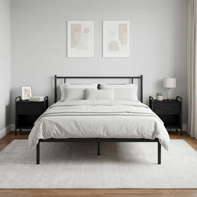 40 cm W Galvanised Steel Bedside Table