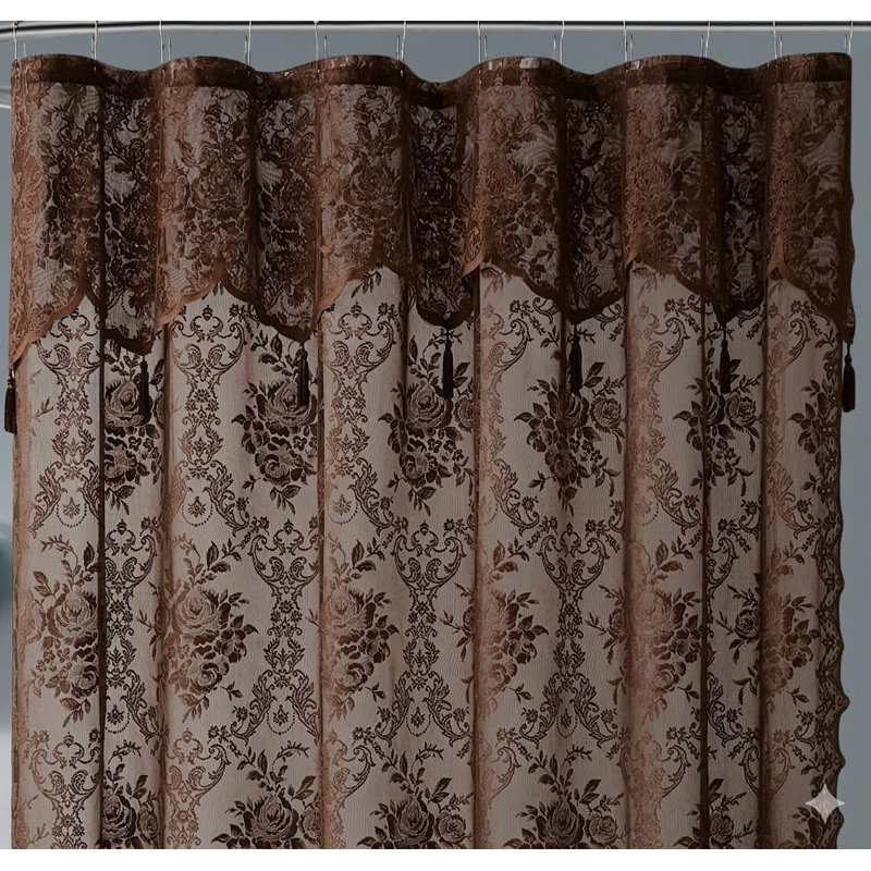 Rideau de douche en dentelle Cherrilyn, H 72 po x l 72 po, Chocolat