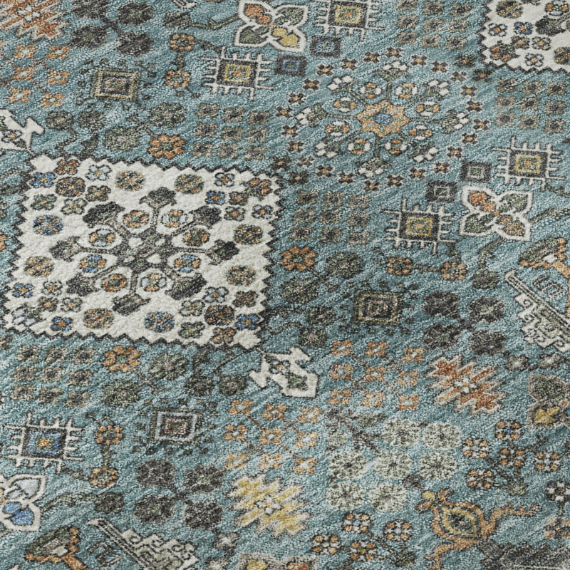 Tapis lavable à la machine de qualité supérieure Mayfield AMF2478, Teal, 8' Round