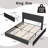 Bed Frame With Tufted Wingback Headboard, Platform Corduroy Upholstered Bed Frame With 4 Storage Drawers And Wooden Slats Support-1052538709-1052538705