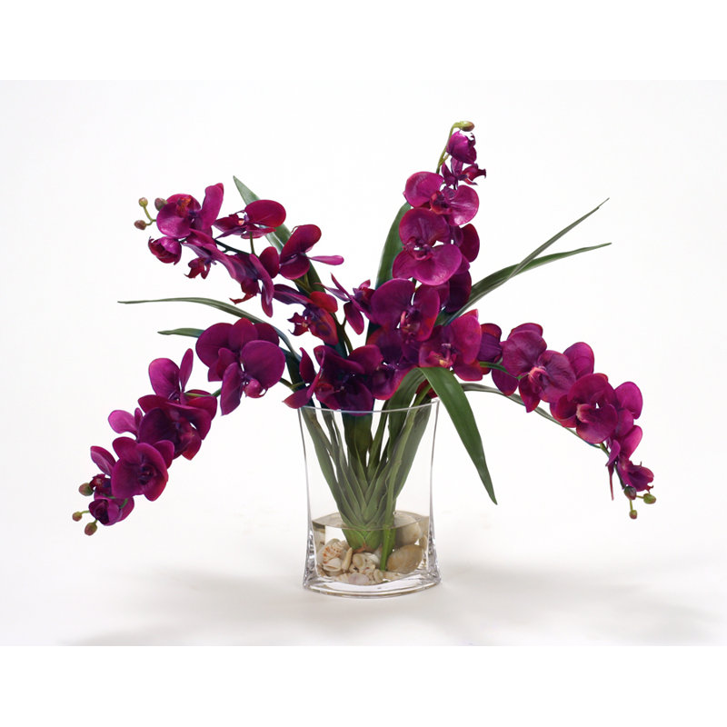 Polysilk Orchids Arrangement in Vase, Violet