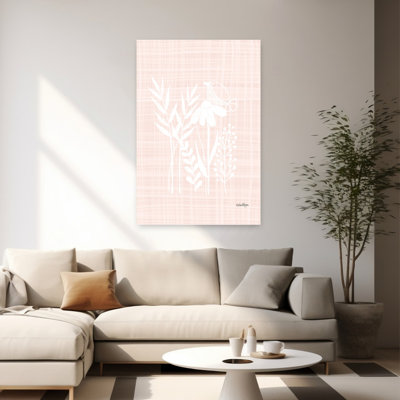 Happy Florals I, art contemporain avec fleur d'oiseau