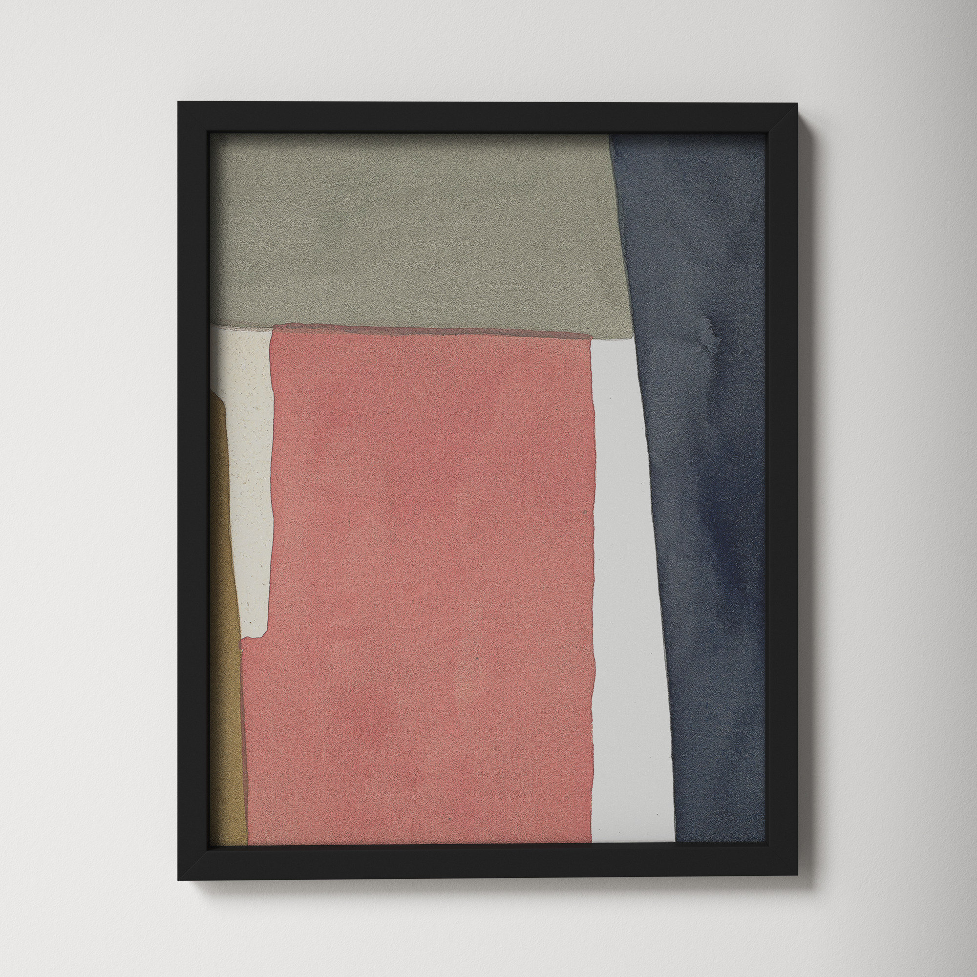 Warm Pink And Indigo by Julia Balfour, Black Framed Paper, 25" H x 20" W x 1.25" D