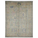 Hand Knotted Wool Area Rug in Sea Green