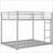 Full Over Full Metal Low Bunk Bed with Ladder - Silver for Small Spaces