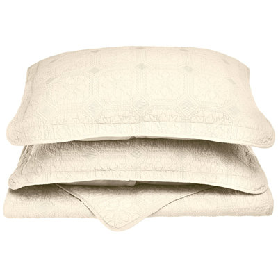 Ensemble de courtepointe en coton texturé pour grand lit 3 pièces Corrington