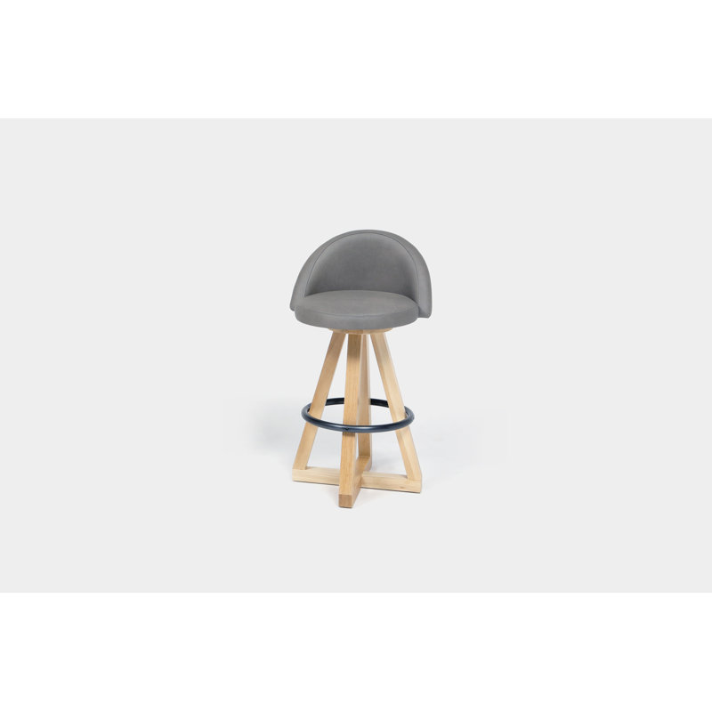 X2 Seat Top 26" Swivel Bar Stool, Black Oak, Earth, Blackened Steel