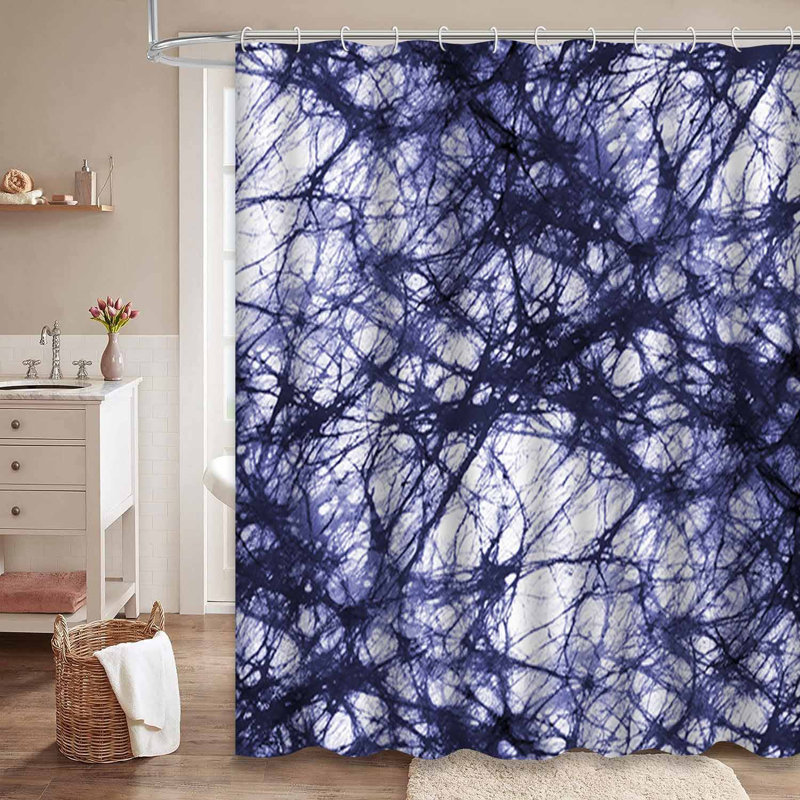 Rideau de douche bleu et blanc Batik, L 72 po x l 84 po
