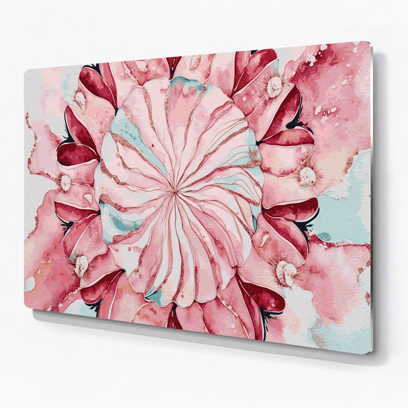 Nautique, coquillages roses, art mural en métal beige, H 16 po x l 20 po
