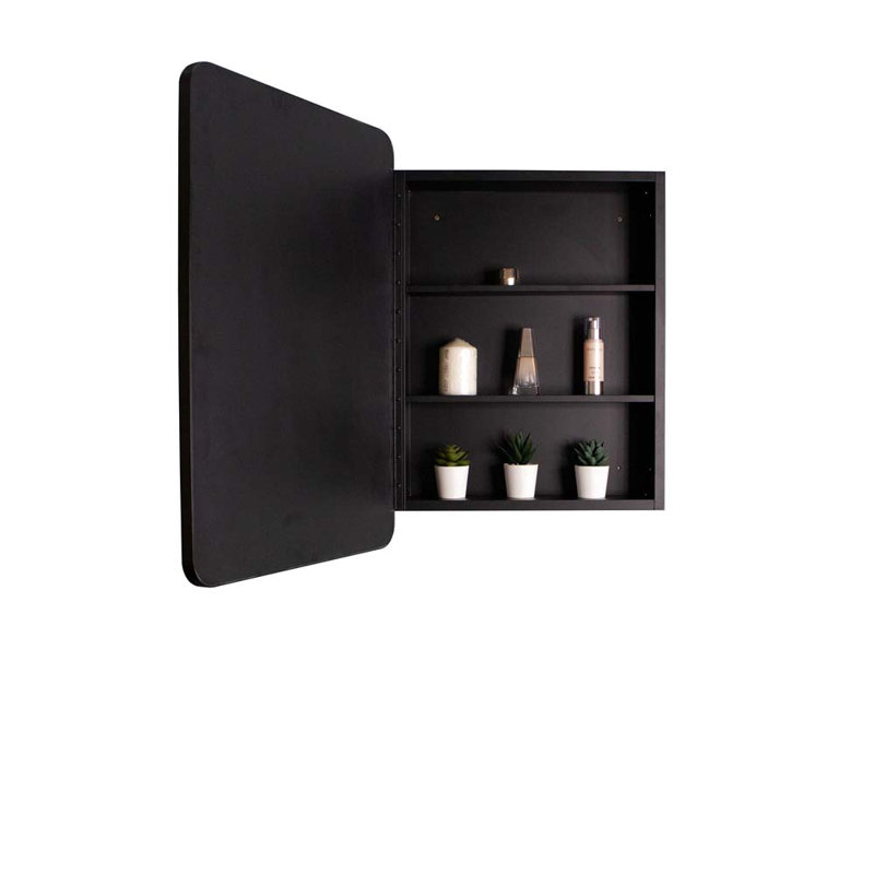 Armoire à pharmacie murale ou en métal avec miroir, Noir, H 28,17 po x l 20,17 po x P 5,07 po