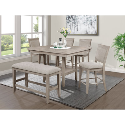 Mobilier en bois de style campagnard avec repose-pieds et banc à hauteur de comptoir 1pc