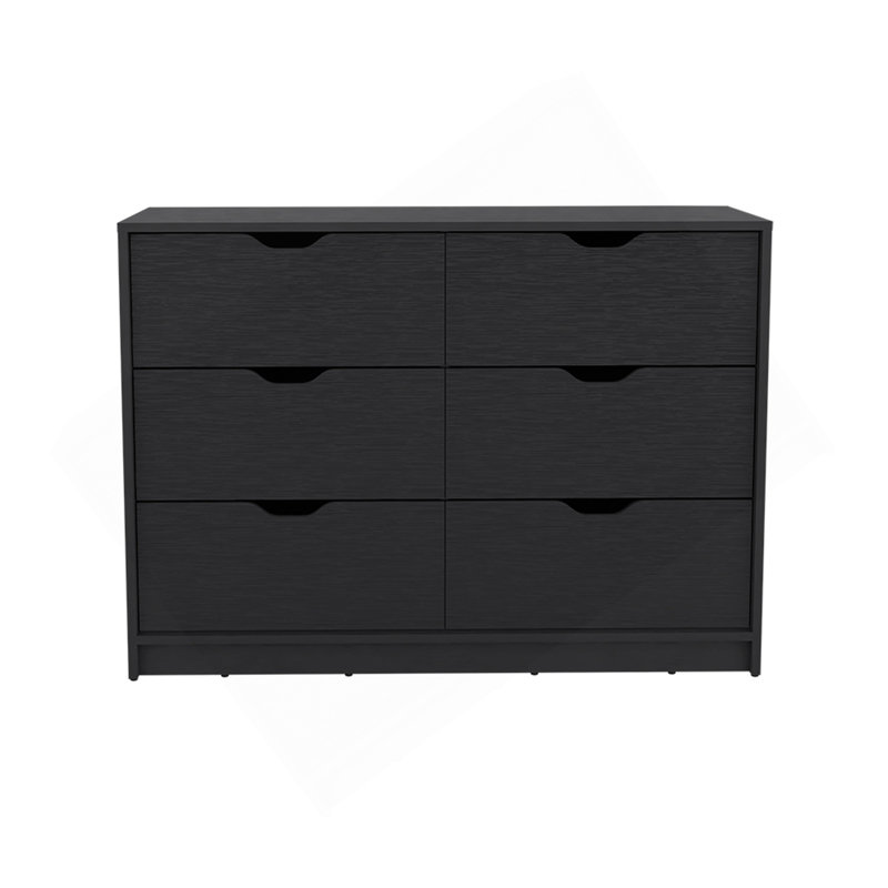 Commode de commode, quatre tiroirs, finition wengé noir