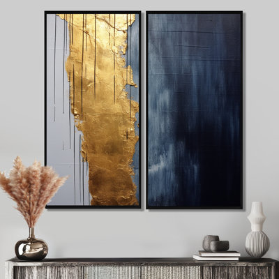 A Touch Of Gold And Kings Blue III - Gold Canvas Wall Art