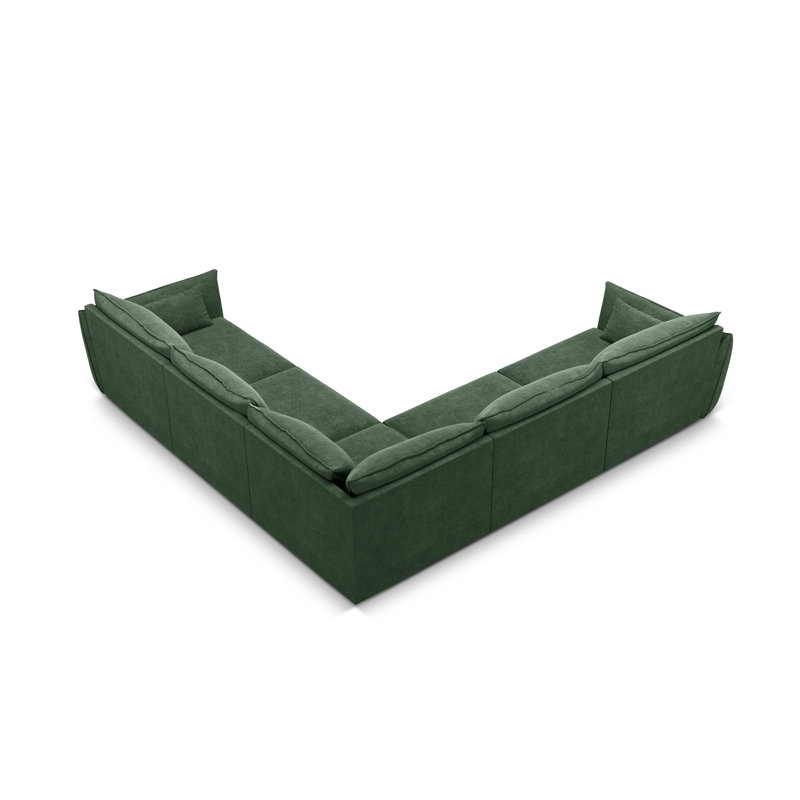 Leeyah 7 Seater Corner Sofa , Dark Green