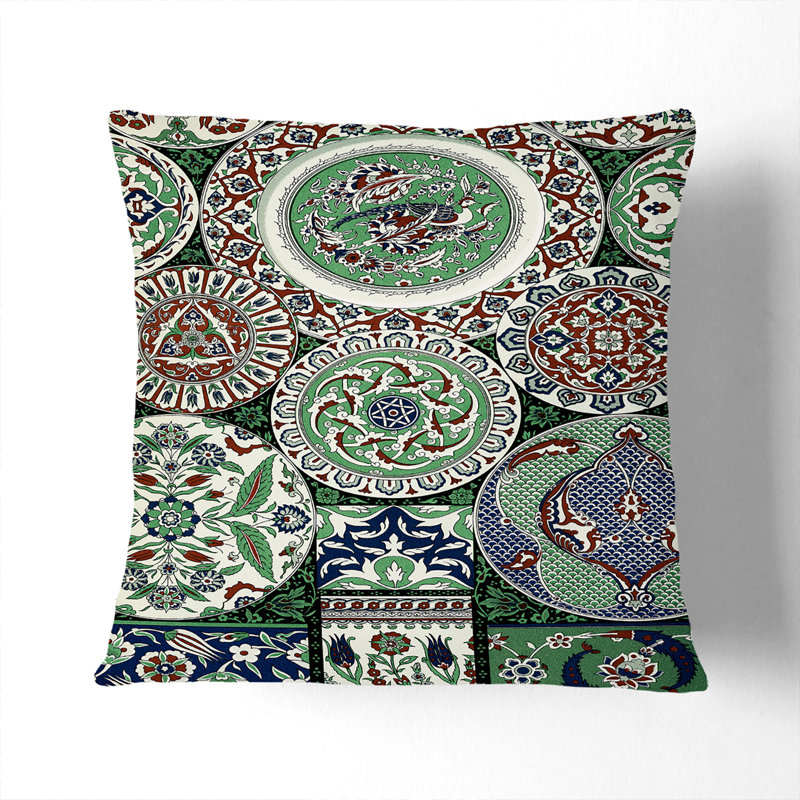 18th Century Persian Pattern Floral Square Throw Cushion, 55 x 55 cm