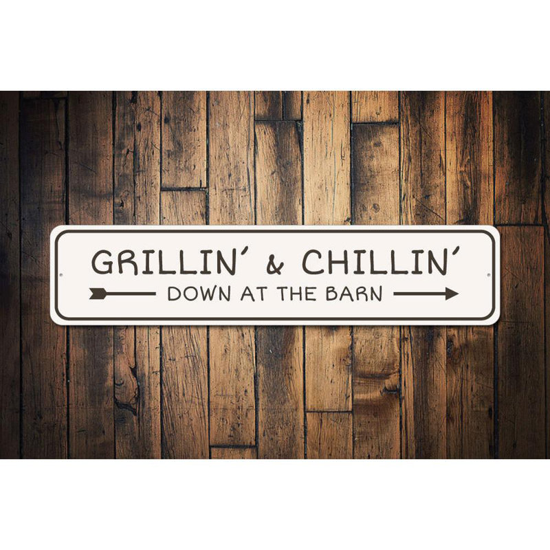 Enseigne gril et barre en aluminium Chillin, H 4 po x l 18 po x P 0,04 po