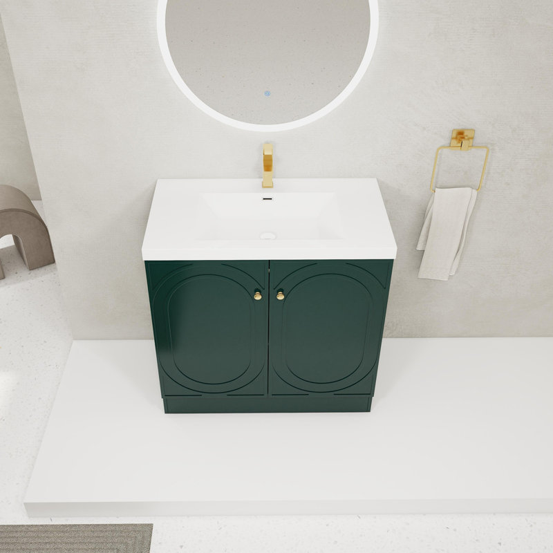 Meuble-lavabo autoportant avec lavabo en résine