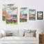 «Crocuses Meadow In Abstract Mountains», art mural traditionnel sur toile-373398441-373398439