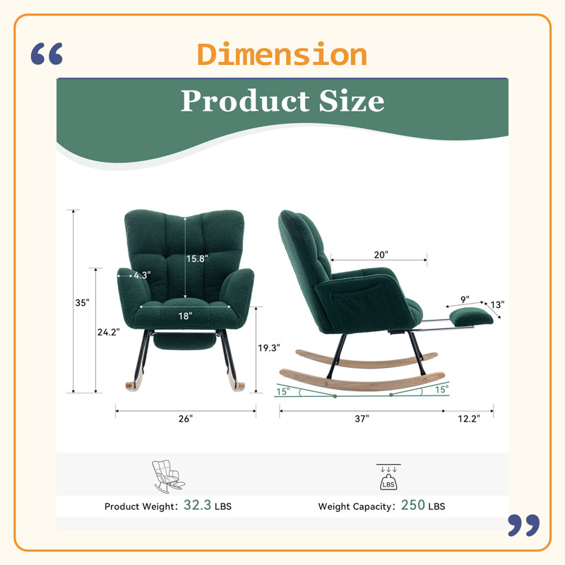 Chaise berçante en tissu Teddy, Vert