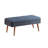 Modern Extendable Dining Table & Chairs Set (4 Pieces), Walnut & Dark Blue, Table: 50.8 x 29.5 x 31.5 in, Open Size: 64.2 in Wide | 100% Melamine Coated Particle Board | Stylish Design, Comfortable Linen Chairs-516151408