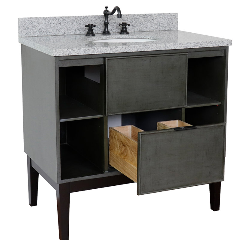 Ensemble de meuble-lavabo simple 37 po, Granit gris