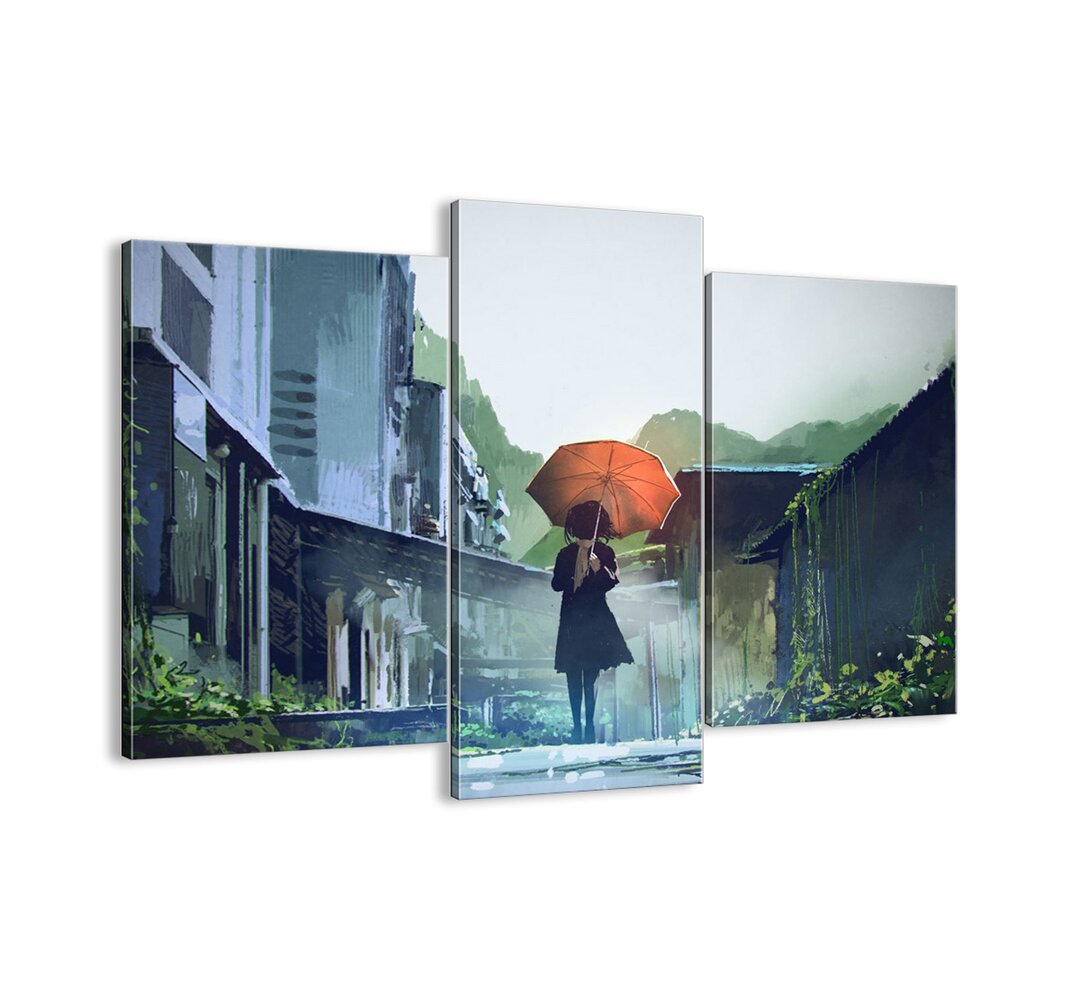 3-tlg. Leinwandbilder-Set - Grafikdruck „A Refreshing Rain”