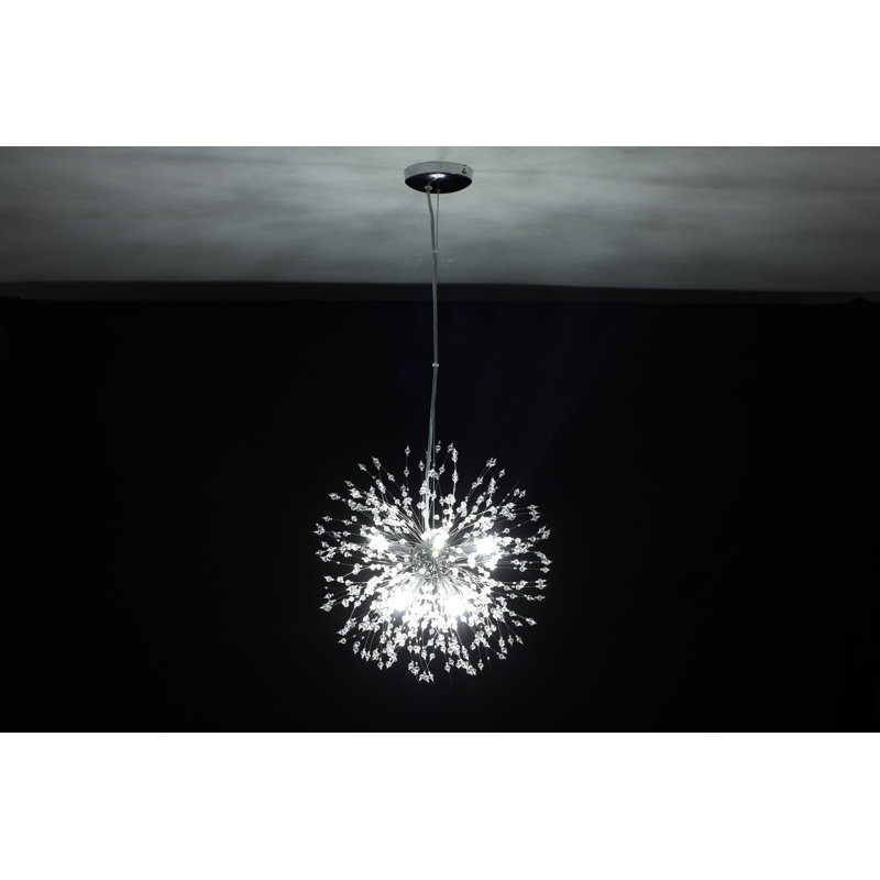Lustre sphérique unique à 8 lumières Zambrano, Chrome