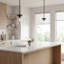 Luminaire suspendu simple en bronze 1 lumière Crosby avec abat-jour en verre transparent-1185362698