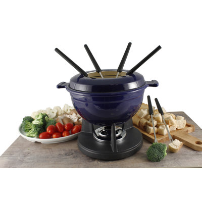 Swissmar Lucerne 10 Piece Cast Iron Fondue Set Matte Black