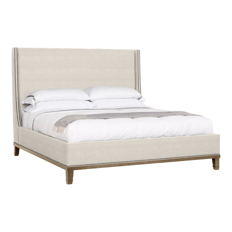 Michael Weiss Upholstered Wingback Bed, Tommy Flax, Hampton