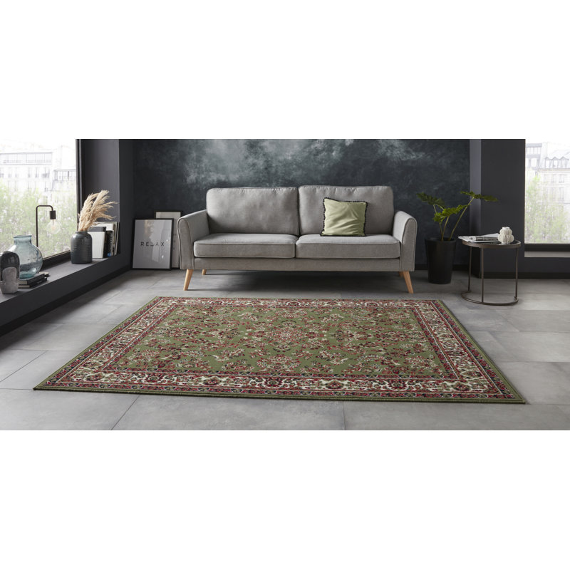 Zabul Tufted Green/Red/Cream Rug, Rectangle 160 x 220cm