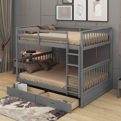 Full-Over-Full Bunk Bed With Ladders And Drawers