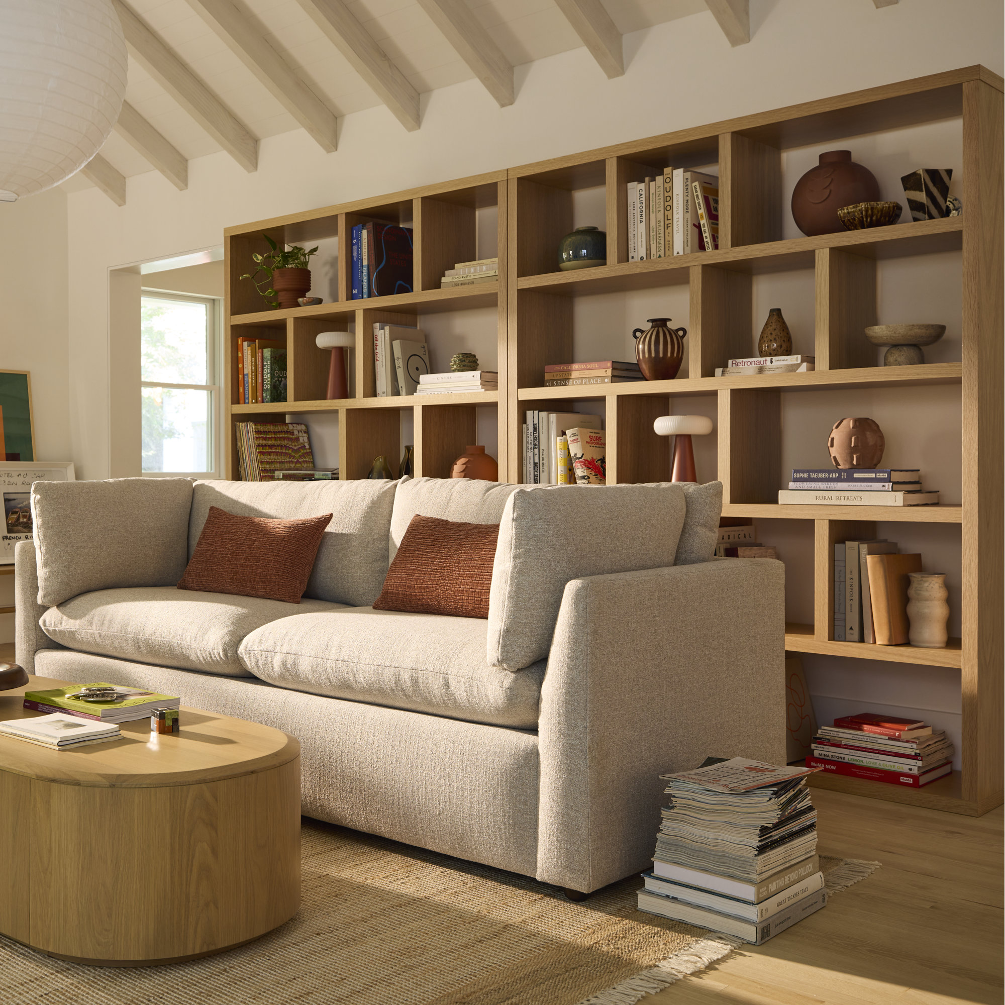 Stetson Wide Bookcase, (5 Shelves) 78" H x 59" W x 13" D, Oak