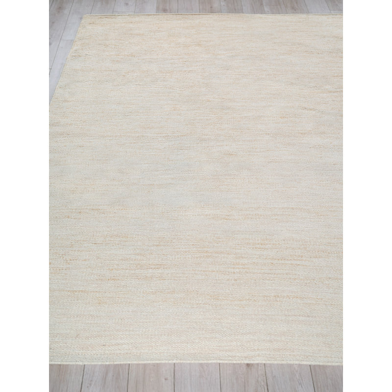 Tranquility flatweave Wool/Mohair Beige Area Rug, Rectangle 8' x 10', Beige