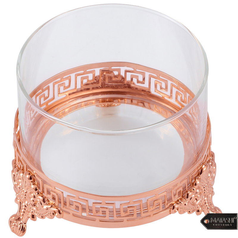 Ensemble d'assiettes décoratives ovales en cristal, Or rose