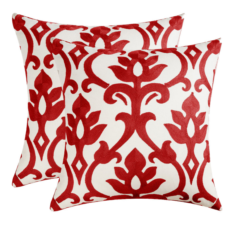  Housses de coussin brodées à motif unique, Rouge