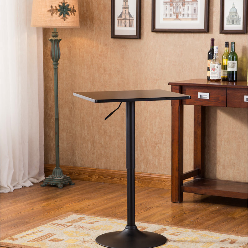 Table de bar carrée noire en métal avec fonction de hauteur réglable - 26 po et 36 po tendance et élégante pour les maisons modernes