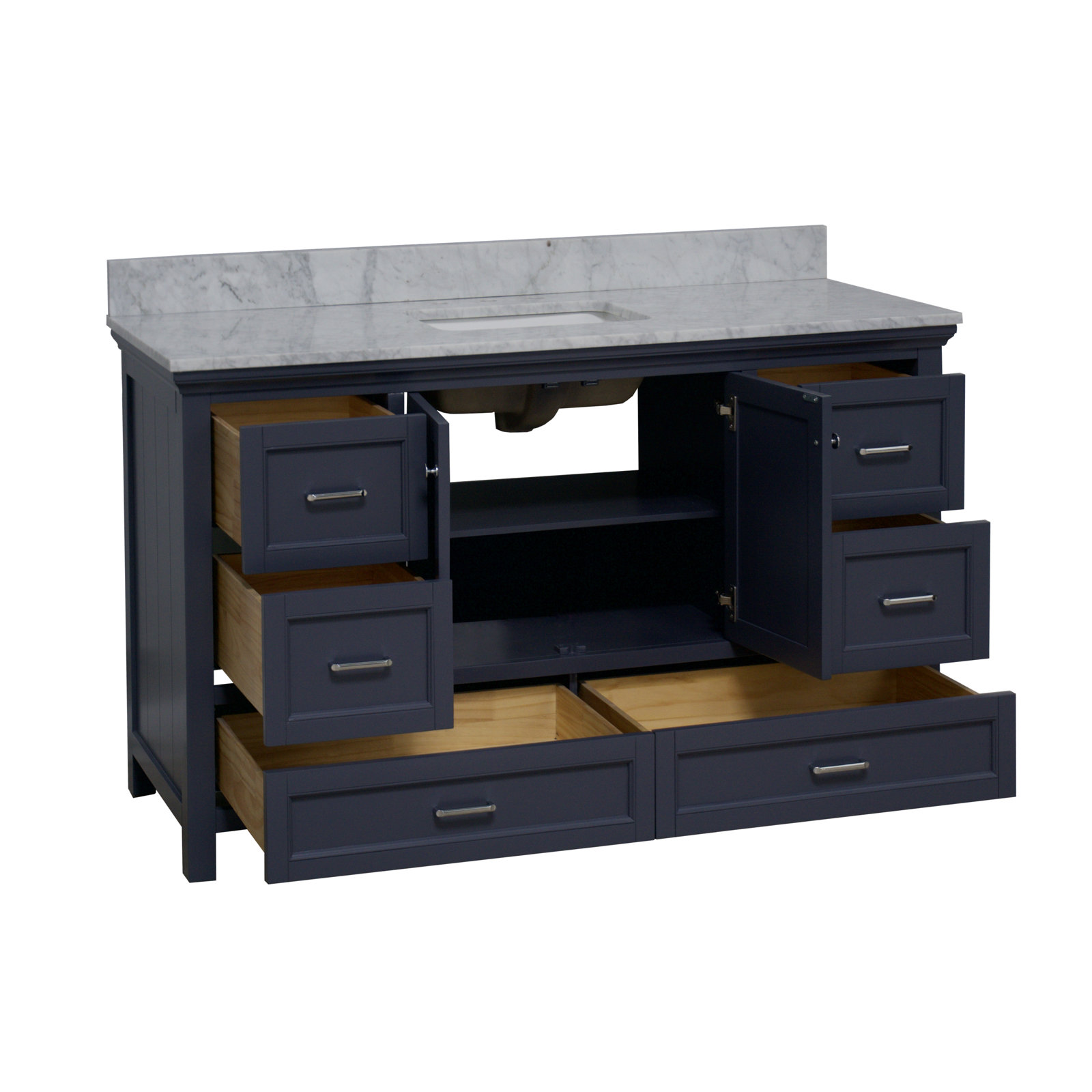 Maven 60" Carrara Marble Single Bathroom Vanity, Marine Gray