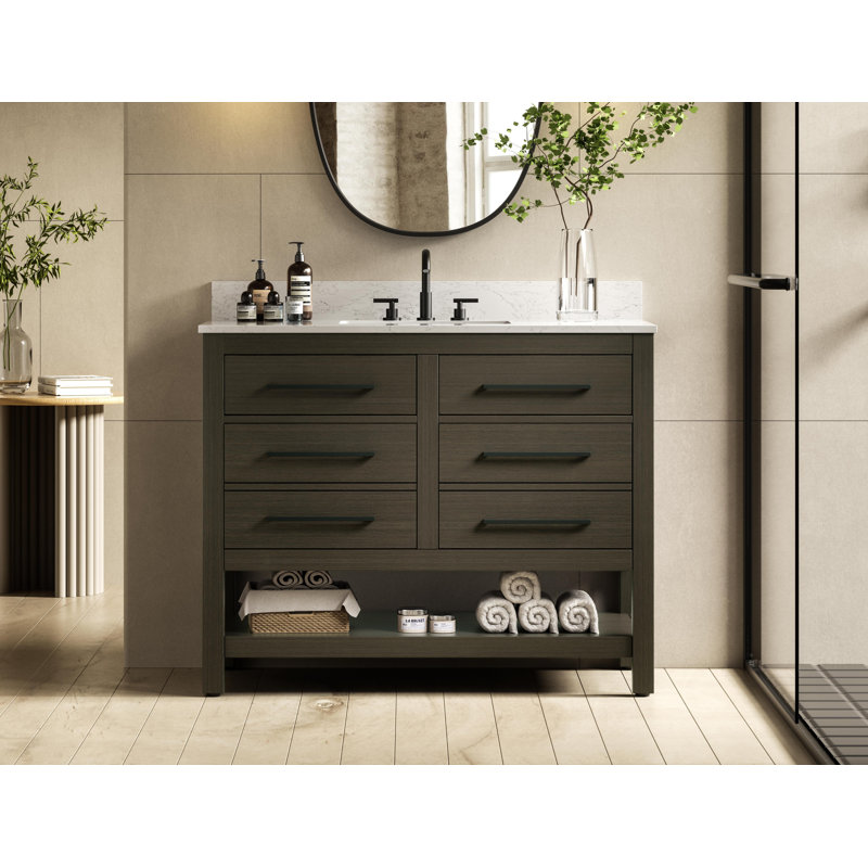 Meuble-lavabo simple 42 po_Moderne_VF60542-BS, Brun moka