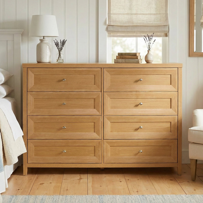 Cleckheat 58'' W 8-Drawer Dresser, Honey Oak