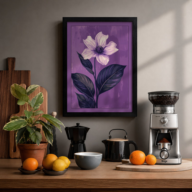Pale Bloom Botanical - Framed Print, A2 - 59.4 x 42.0 cm, Black