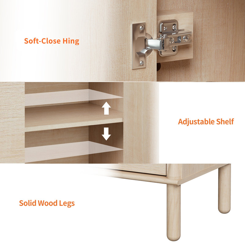 Armoire de cuisine avec rangement à porte réglable, naturel, Naturel
